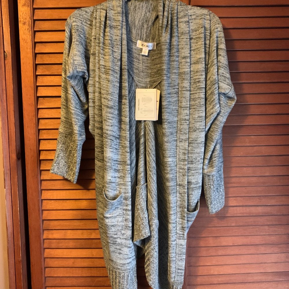 Jockey "Convertible Cardi" Cardigan Sweater **GRAY, WOMENS LARGE, NWT**